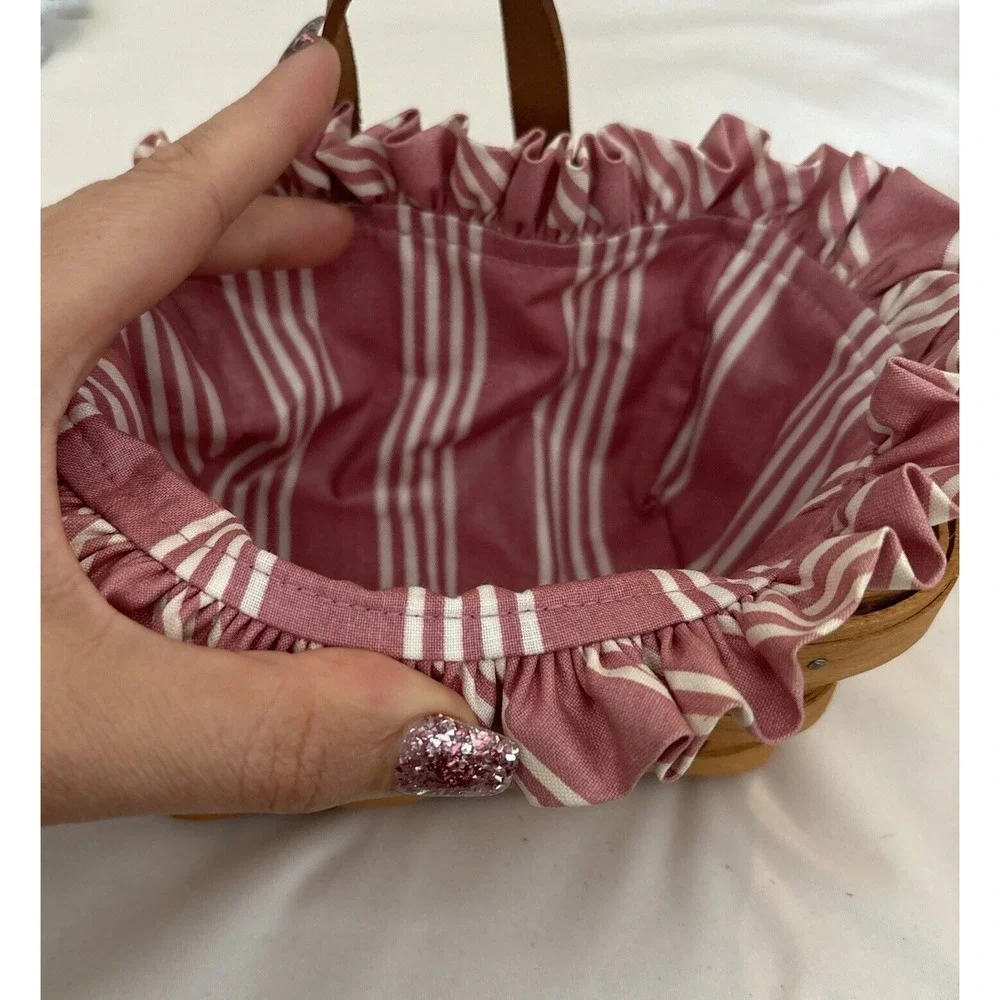 Longaberger Brown Wooden‎ Handwoven Leather Strap Hanging Basket 1995 Signed